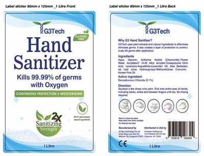 1000ml Label (1 Litre Hand Sanitizer Label)
